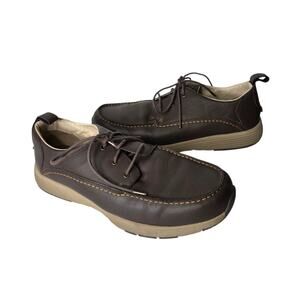 Duluth Trading Co. Mens Tower Hill Brown Leather‎ Boat Shoes SZ 13 Comfort